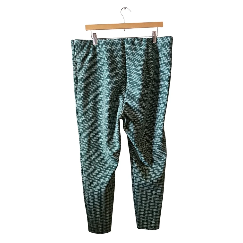 Ann Taylor The Chain Print Side Zip Legging equestrian sz XL green cream WP12_5